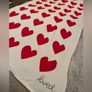 Kerri Rosenthal “Loved” Heart Throw Blanket – Cotton Cashmere